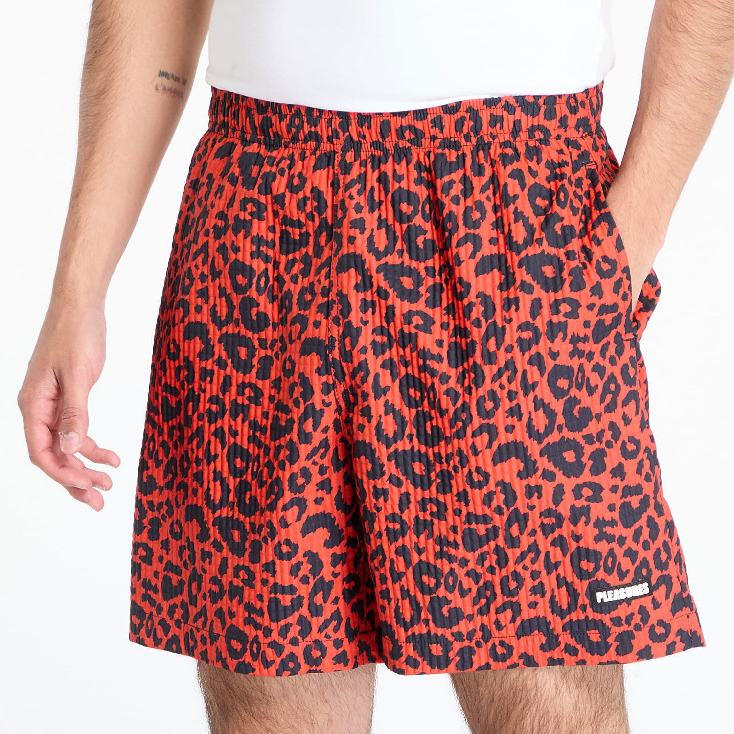 Къси панталони Pleasures Pleasures Leopard Active Shorts Червено | P25SU033 RED, 1