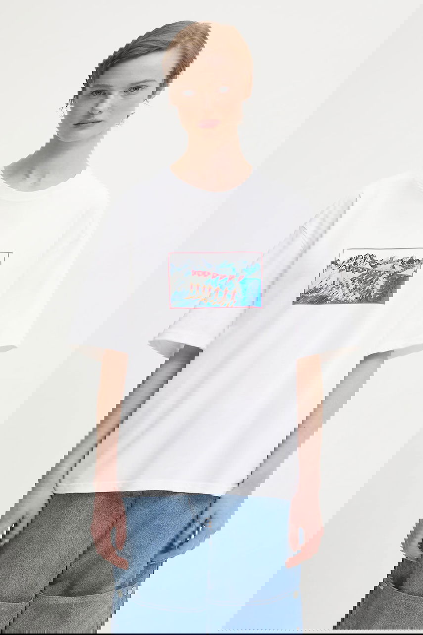Тениска Fiorucci Winter Waterskiing Print Boxy Cotton T-shirt Бяло | W25FWJTS003CJ01WH01, 0
