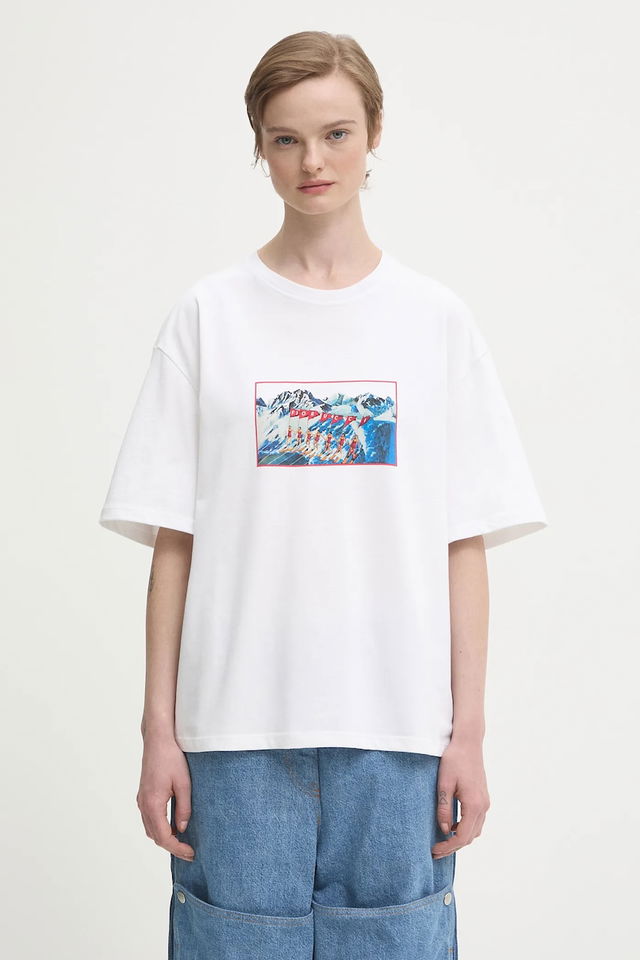 Winter Waterskiing Print Boxy Cotton T-shirt