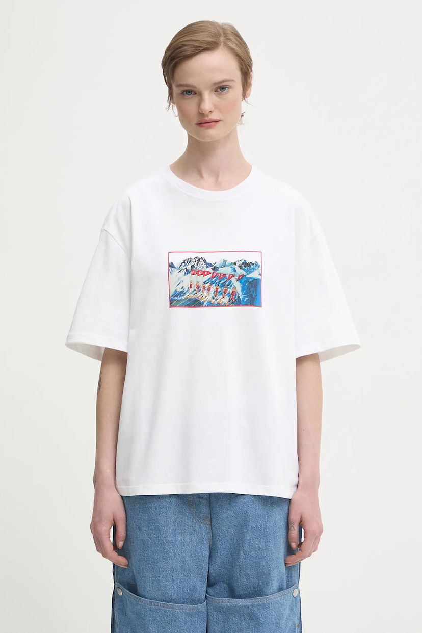 Тениска Fiorucci Winter Waterskiing Print Boxy Cotton T-shirt Бяло | W25FWJTS003CJ01WH01