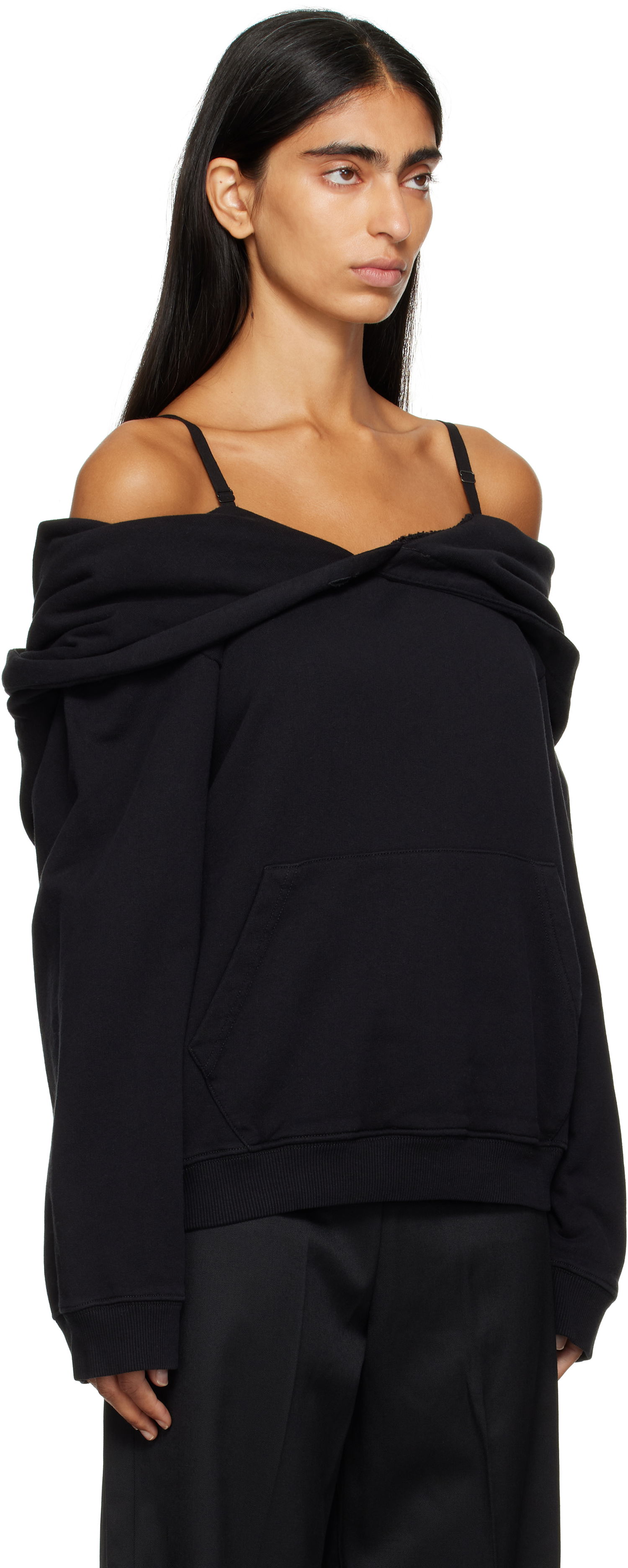 Суитчър Maison Margiela MM6 Maison Margiela Off-The-Shoulder Hoodie Черно | S52GU0244 M25014, 1