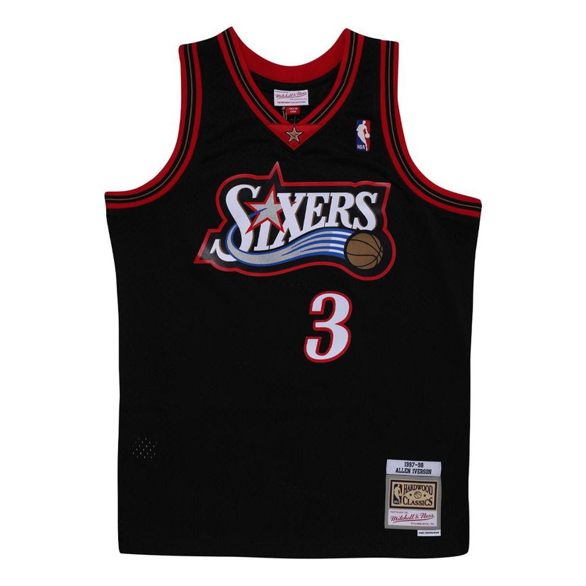 Фланелка Mitchell & Ness Philadelphia 76ers Hardwood Classics Basketball Jersey Черно | SMJY4160-P7697AIVBLCK