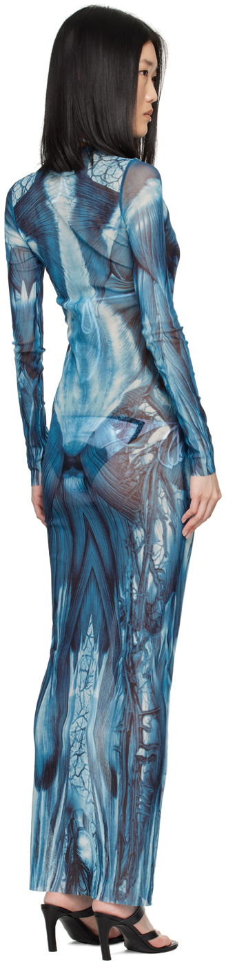 Pокля Jean Paul Gaultier 'The Écorché' Maxi Dress Синьо | 24/30-F-RO254-T554-505601, 2