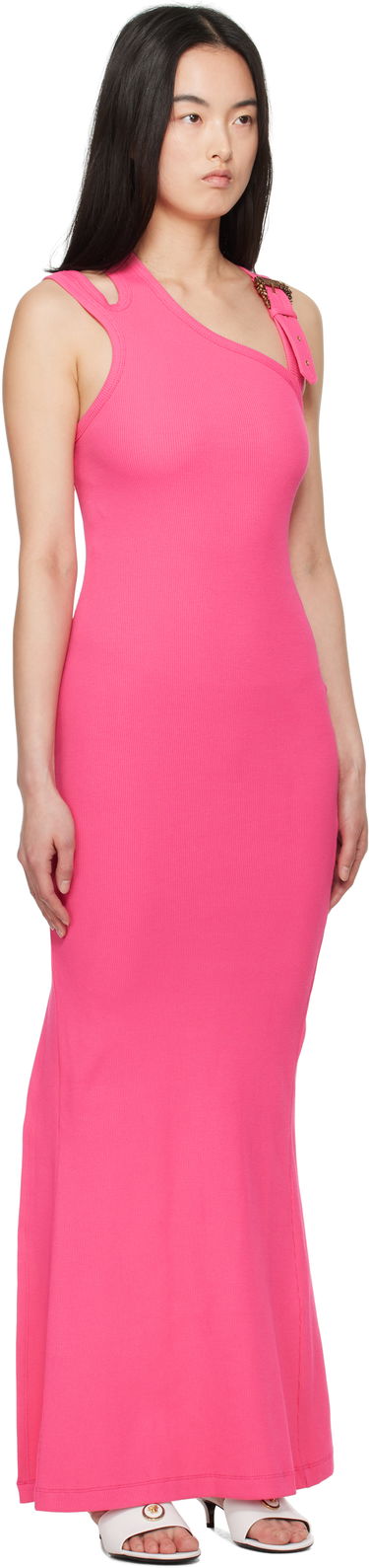 Pокля Versace Versace Jeans Couture Baroque Buckle One Shoulder Maxi Dress Розово | E78HAO973_EJ0004, 1