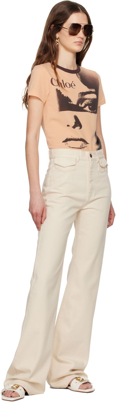 Дънки CHLOÉ Chloé High-Rise Flare Jeans Бежово | CH25UDP03251, 3