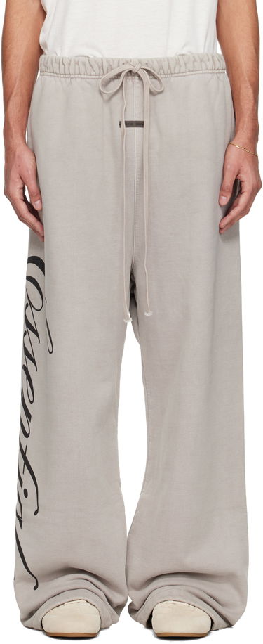 Спортни панталони Fear of God ESSENTIALS Holiday Script Logo Wide-Leg Heavy Fleece Lounge Sweatpants Бежово | 130HO258381F, 0