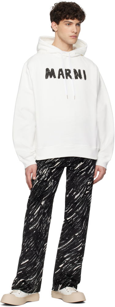 Суитчър Marni Marni Crayon Logo Print Organic Hoodie Бяло | FUMU0137P2 USCX25, 3