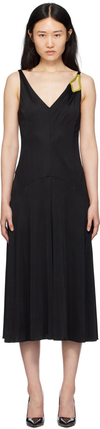 Pокля LANVIN V-Neck Midi Dress Черно | RW-DR0007-4893-P24