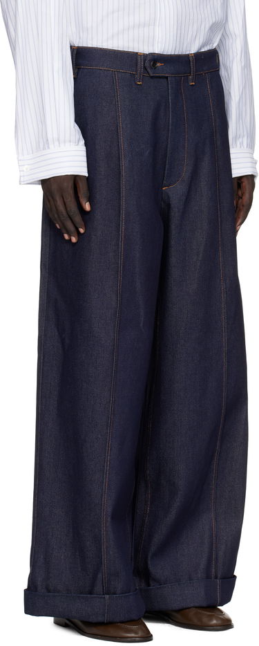 Дънки HED MAYNER Hed Mayner Wide-Leg Cuffed Front Seam Jeans Тъмно синьо | HMMB67035B-HB191, 1