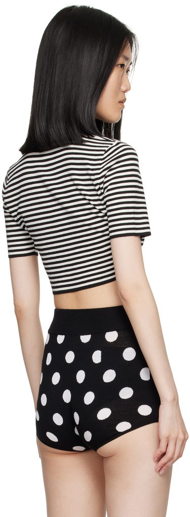 Съкратен топ Dolce & Gabbana Dolce&Gabbana Striped Cropped Polo Черно | FXZ09T JCVY4, 2