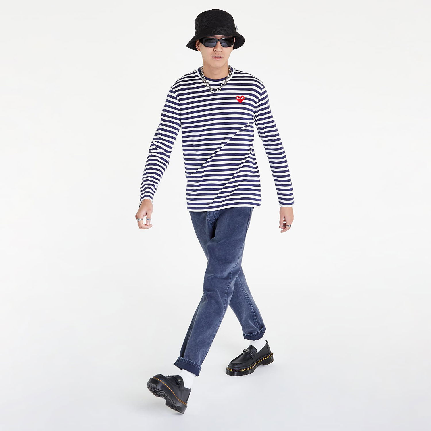 Тениска Comme des Garçons PLAY Long Sleeve Tee Тъмно синьо | AZT010 navy, 0