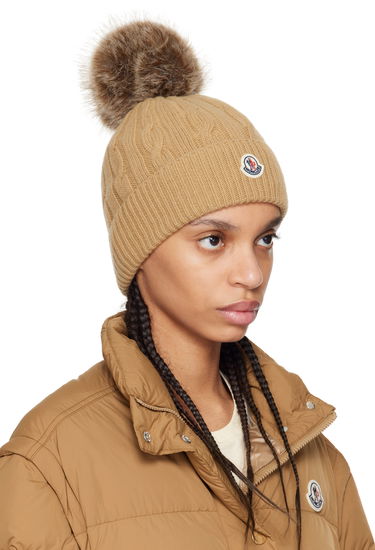 Пухо яке Moncler Moncler Wool & Cashmere Pom Pom Beanie Кафяво | K10933B00022M4281, 1