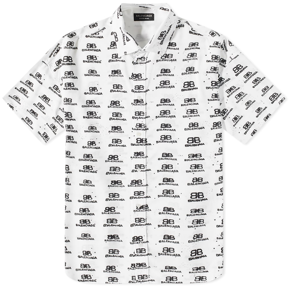 Риза Balenciaga BB Oversize Short Sleeve Shirt White/Black Бяло | 725382-TNL88-9040, 0