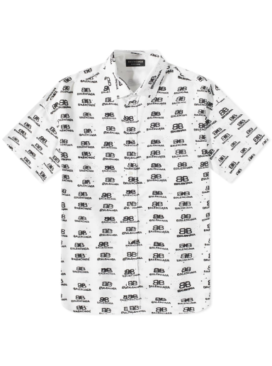Риза Balenciaga BB Oversize Short Sleeve Shirt White/Black Бяло | 725382-TNL88-9040
