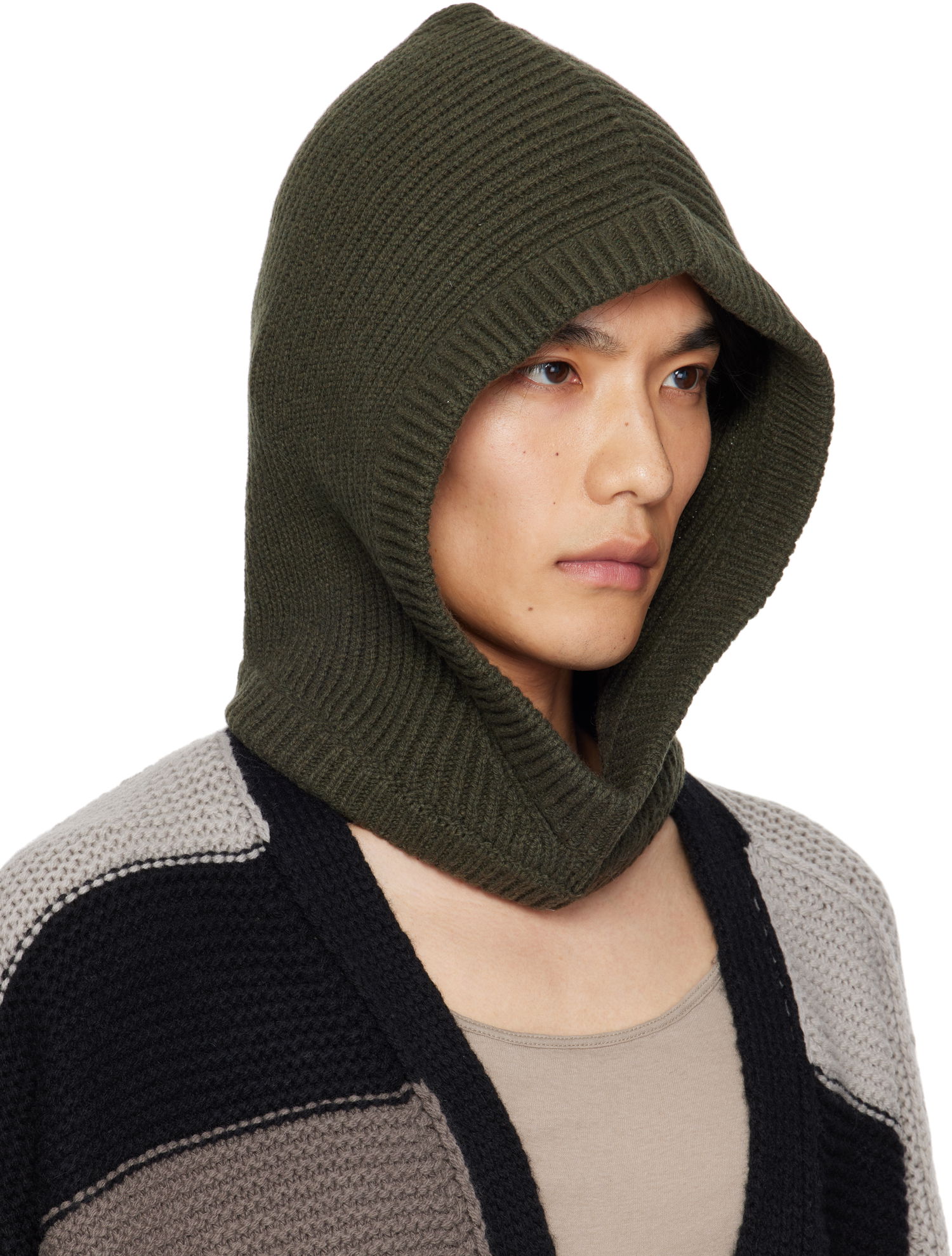Шапка Rick Owens Rick Owens Concordians Cashmere Knit Hood Зелено | RU02E1481 WSBR, 1