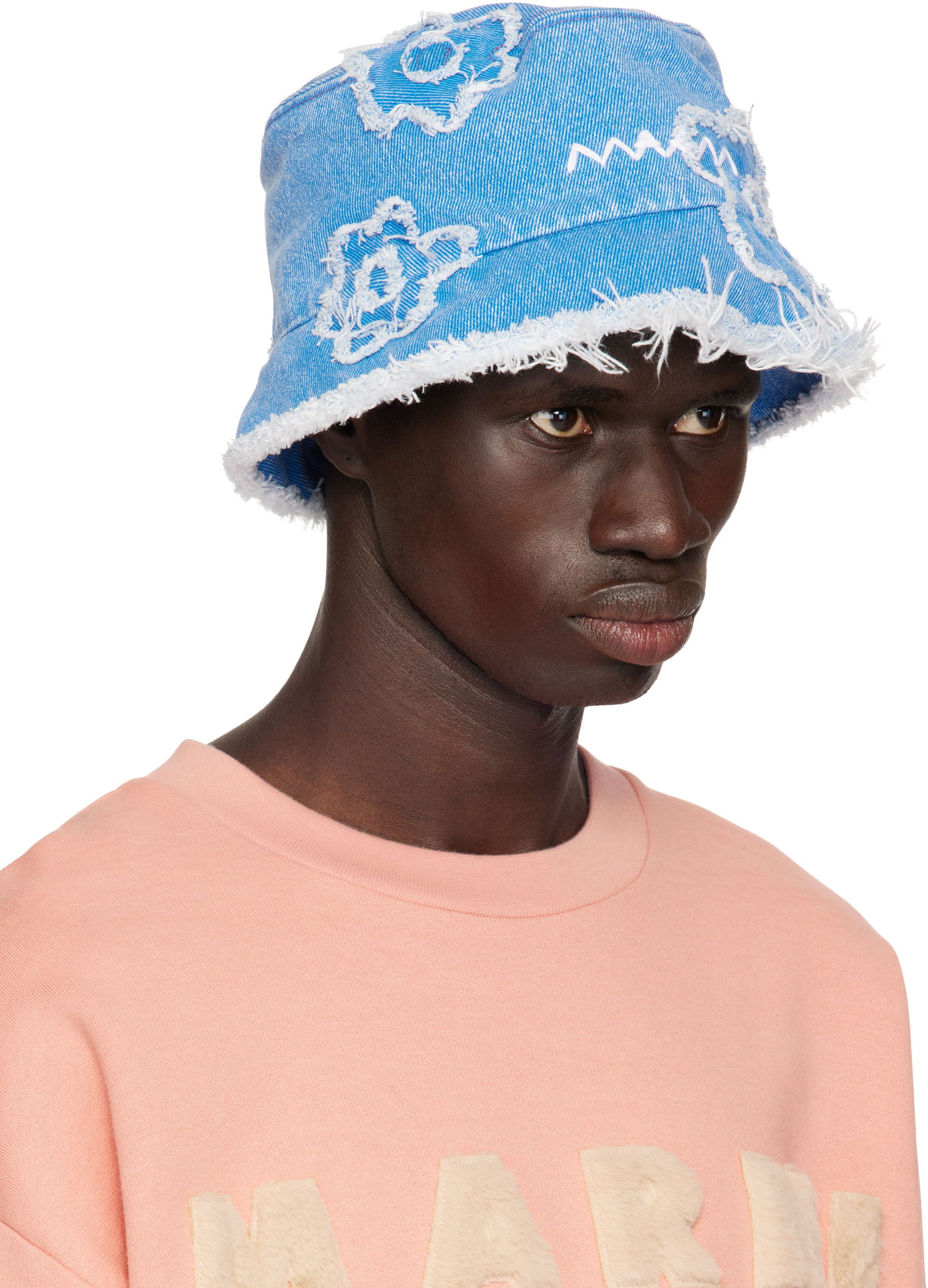 Шапка Marni Frayed Patched Denim Bucket Hat Синьо | CLZC0161QS USCX34, 1