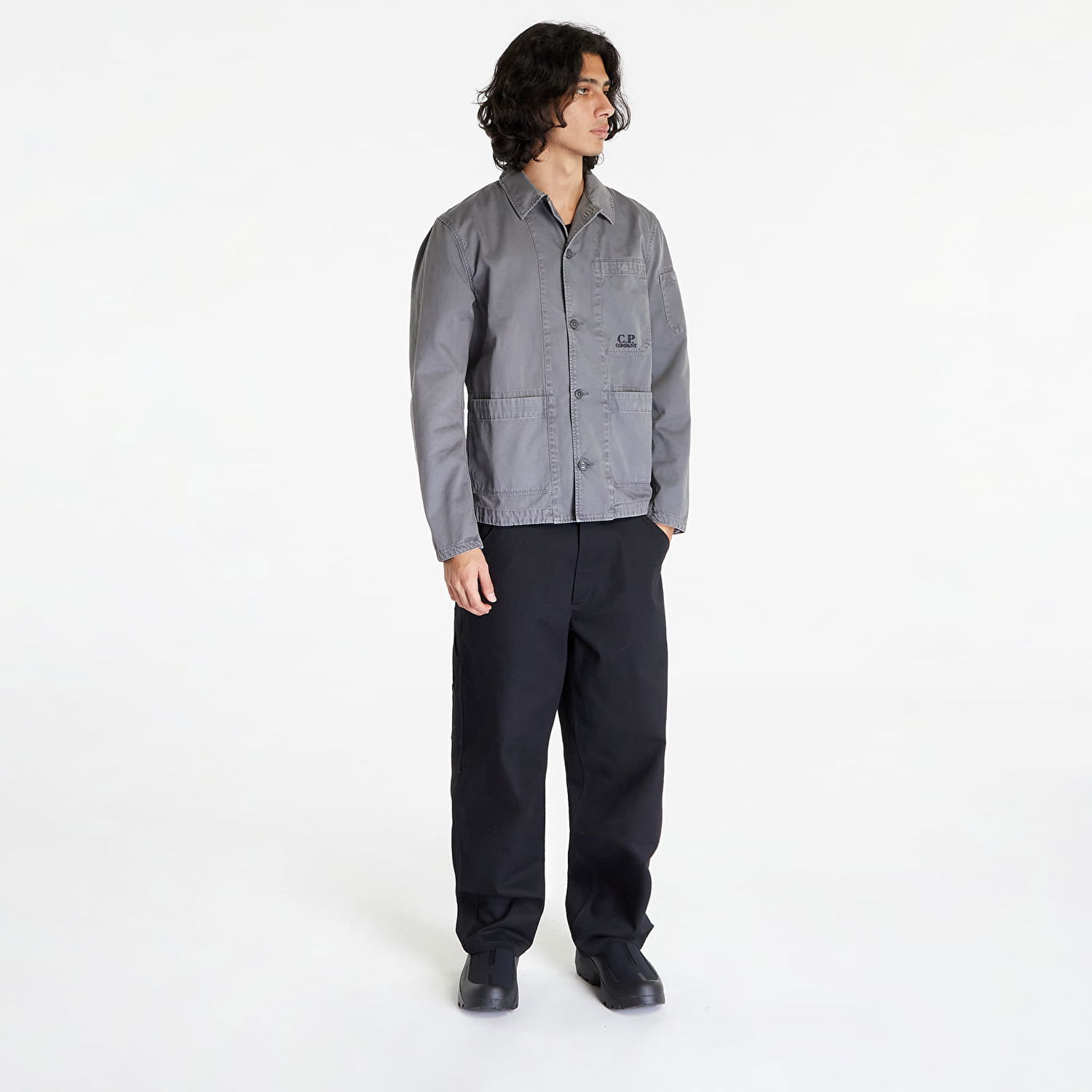 Риза C.P. Company Military Twill Emerized Workwear Shirt Сиво | 15CMSH295A006409G-960, 1