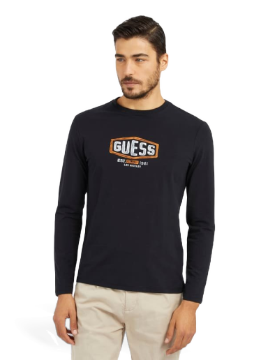 Тениска GUESS Front Logo Stretch T-Shirt Черно | M4RI34J1314