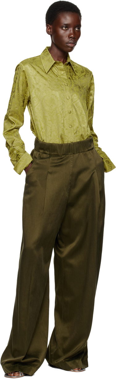Панталони Dries Van Noten Dries Van Noten Elasticated Wide-Leg Trousers Зелено | 251-010910-1426, 3