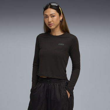 Съкратен топ Puma PUMA x ROSÉ Women's Long Sleeve Cropped T-Shirt Черно | 633805_01, 0