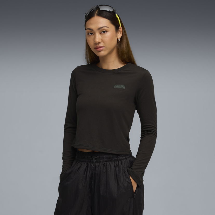 Съкратен топ Puma PUMA x ROSÉ Women's Long Sleeve Cropped T-Shirt Черно | 633805_01