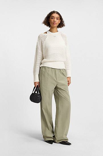 Пуловер BOSS Mesh Knit Sweater Бяло | 50539390, 1