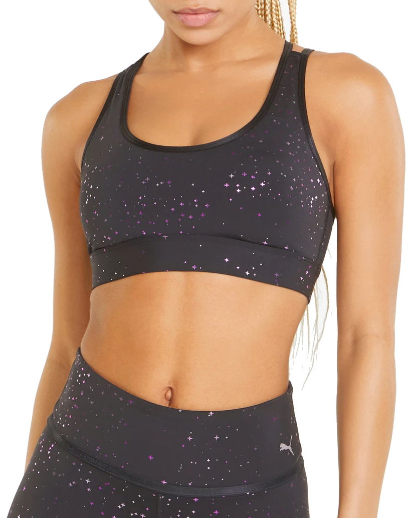 Сутиен Puma Stardust Mid Impact Printed Sports Bra Черно | 52137201