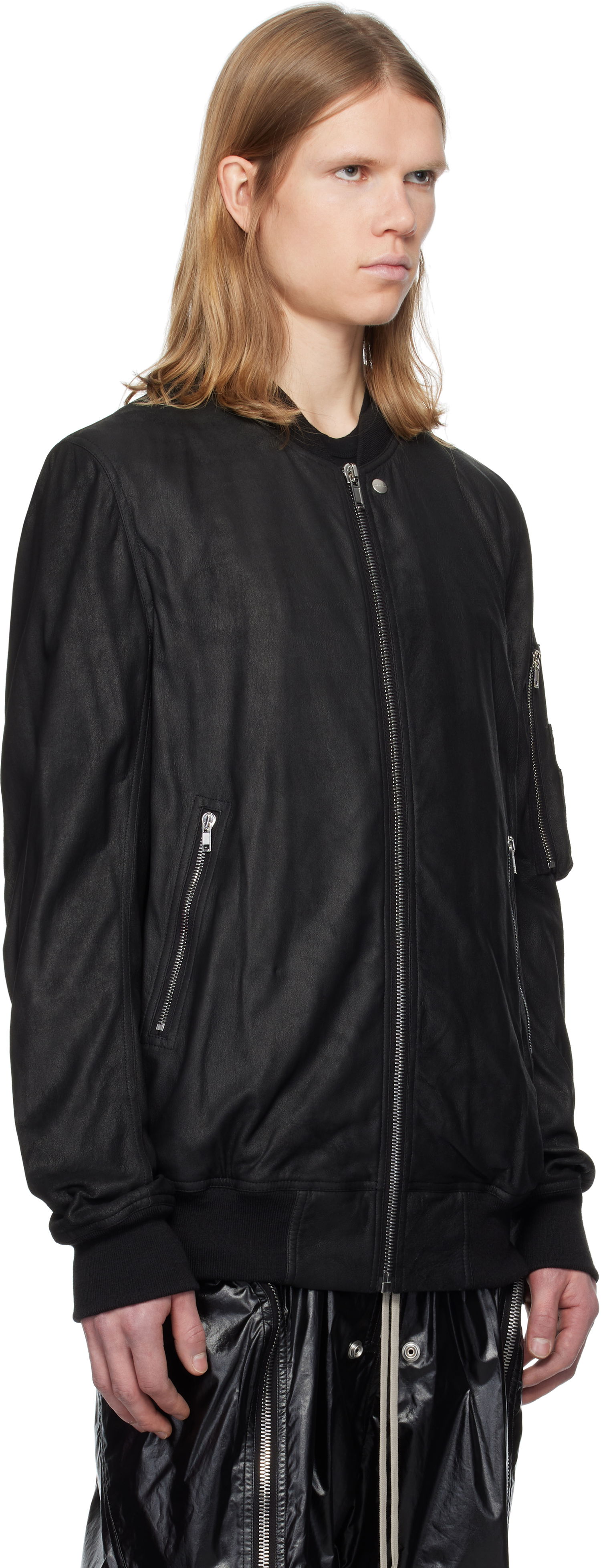 Яке бомбър Rick Owens Rick Owens Hollywood Classic Flight Leather Jacket Черно | RU01E5778 LBA, 1