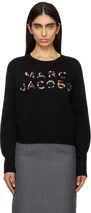 Пуловер Marc Jacobs Marc Jacobs Knit Logo Sweater with Gem Embellishments Черно | 2S5RTP001K26, 0