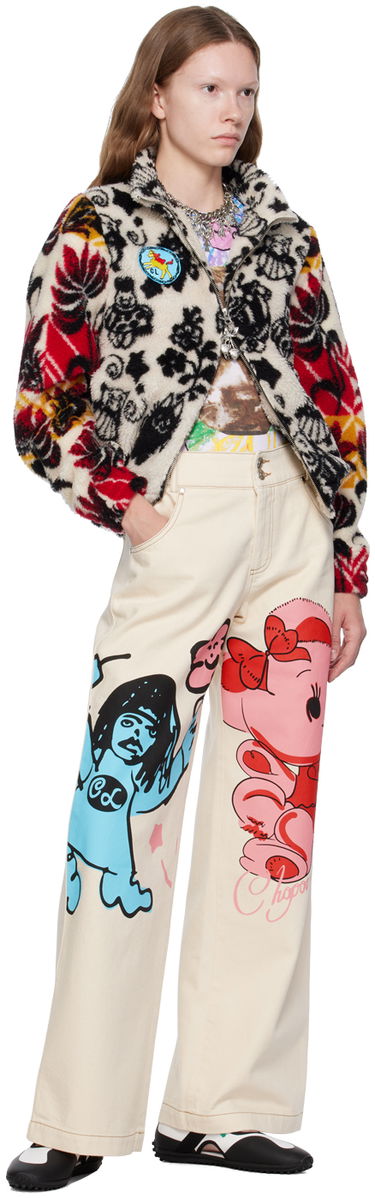Дънки Chopova Lowena Graphic Print Wide-Leg Jeans Бежово | 4062, 3