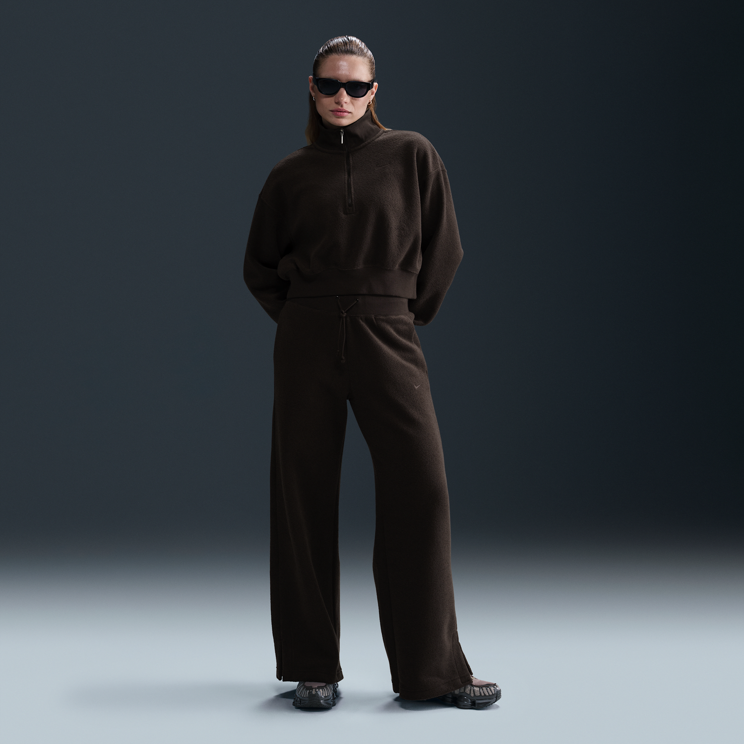 Суитчър Nike Nike Sportswear Phoenix Plush High-Waisted Wide-Leg Fleece Pants Кафяво | FN3622-220, 0