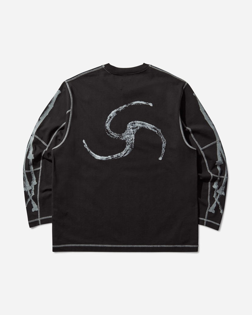 Тениска ROA Sticks Stitch Organic Longsleeve T-Shirt Черно | RBMW0509JY51 BLK0001