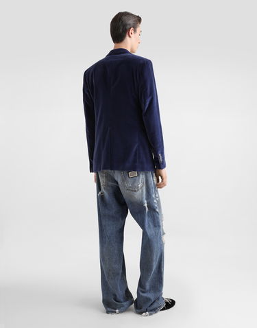 Яке Dolce & Gabbana Single-Breasted Velvet Jacket Синьо | G2TV4TFUVG7B0065, 2