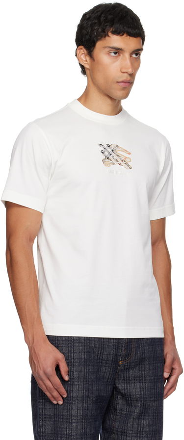 Тениска Burberry Burberry EKD Check Cotton T-Shirt Бяло | 8116170, 1