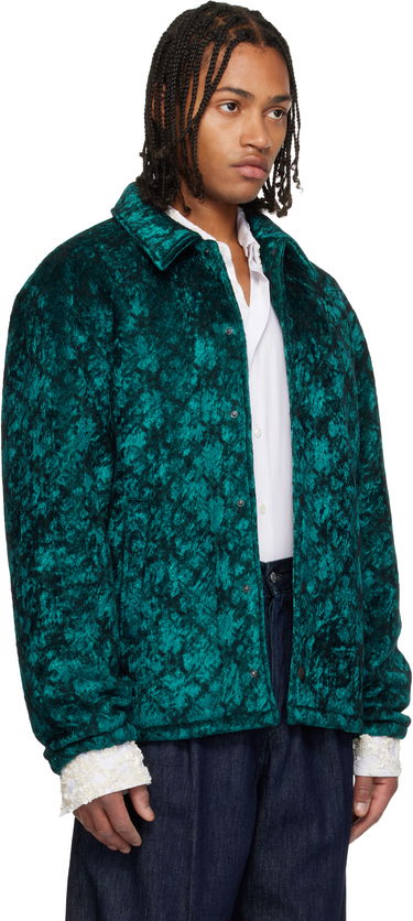 Яке Dries Van Noten Dries Van Noten Crushed Velvet Jacket Зелено | 252-020575-2133, 1