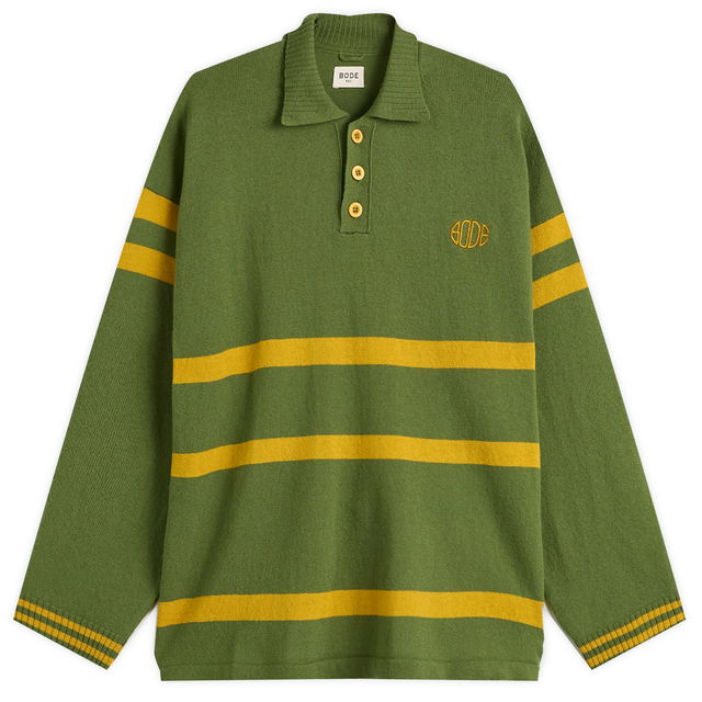 Knit Striped Long-Sleeve Regis Polo