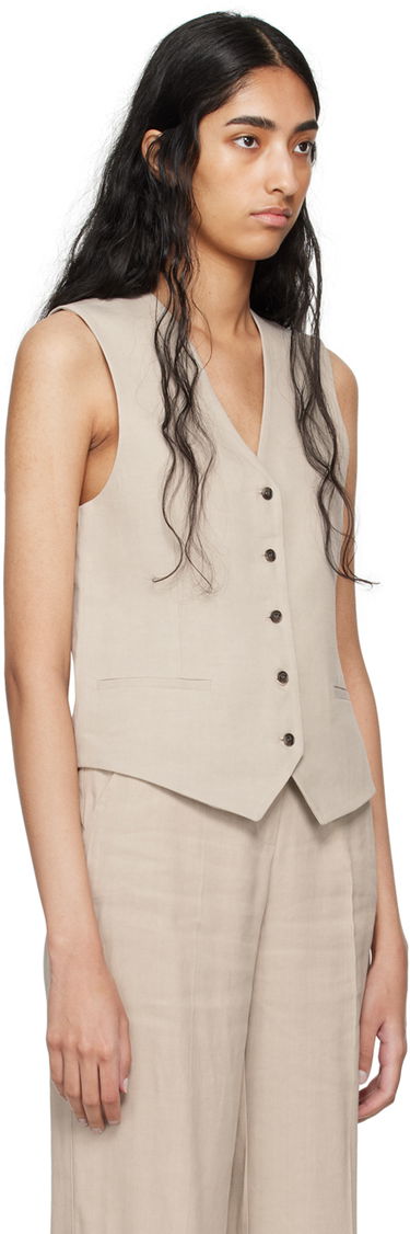 Жилетка Anine Bing Sleeveless Linen-Blend Vest Бежово | A-01-10019-SDA26, 1
