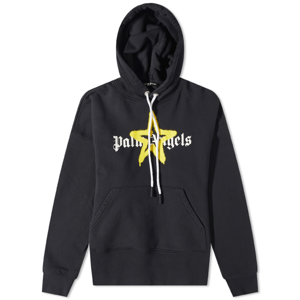 Суитчър Palm Angels Star Sprayed Logo Popover Hoody Черно | PMBB058C99FLE0071018, 0