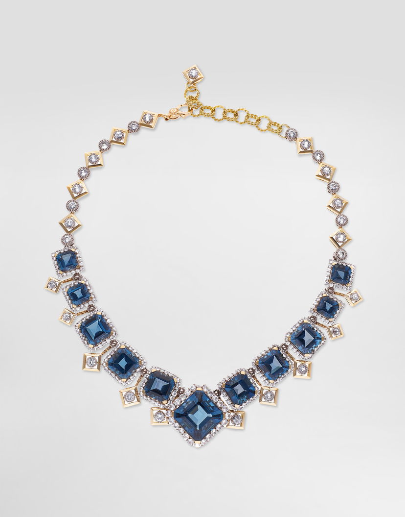Колие Dolce & Gabbana Dolce & Gabbana Eleganza 18K Gold, Topaz, and Sapphire Necklace Синьо | WNSA3GWTOP187583