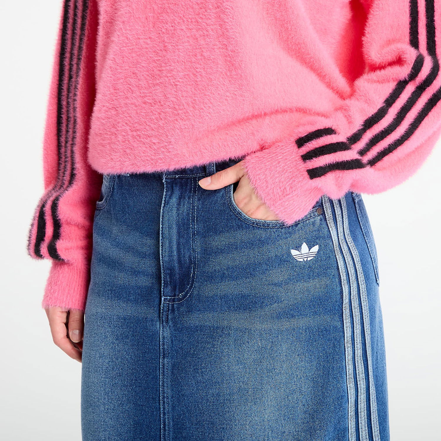 Пола adidas Originals Adicolor 3-Stripes Denim Pencil Skirt Синьо | JW2658, 1