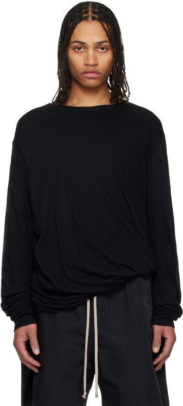Тениска Rick Owens Rick Owens Hollywood Jumbo Double Long Sleeve T-Shirt Черно | RU01E5258 UC, 0