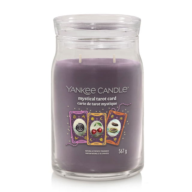 Signature Large Two-Wick Halloween Mystical Tarot Card Jar Candle with Licorice Cherry Tonka Scent