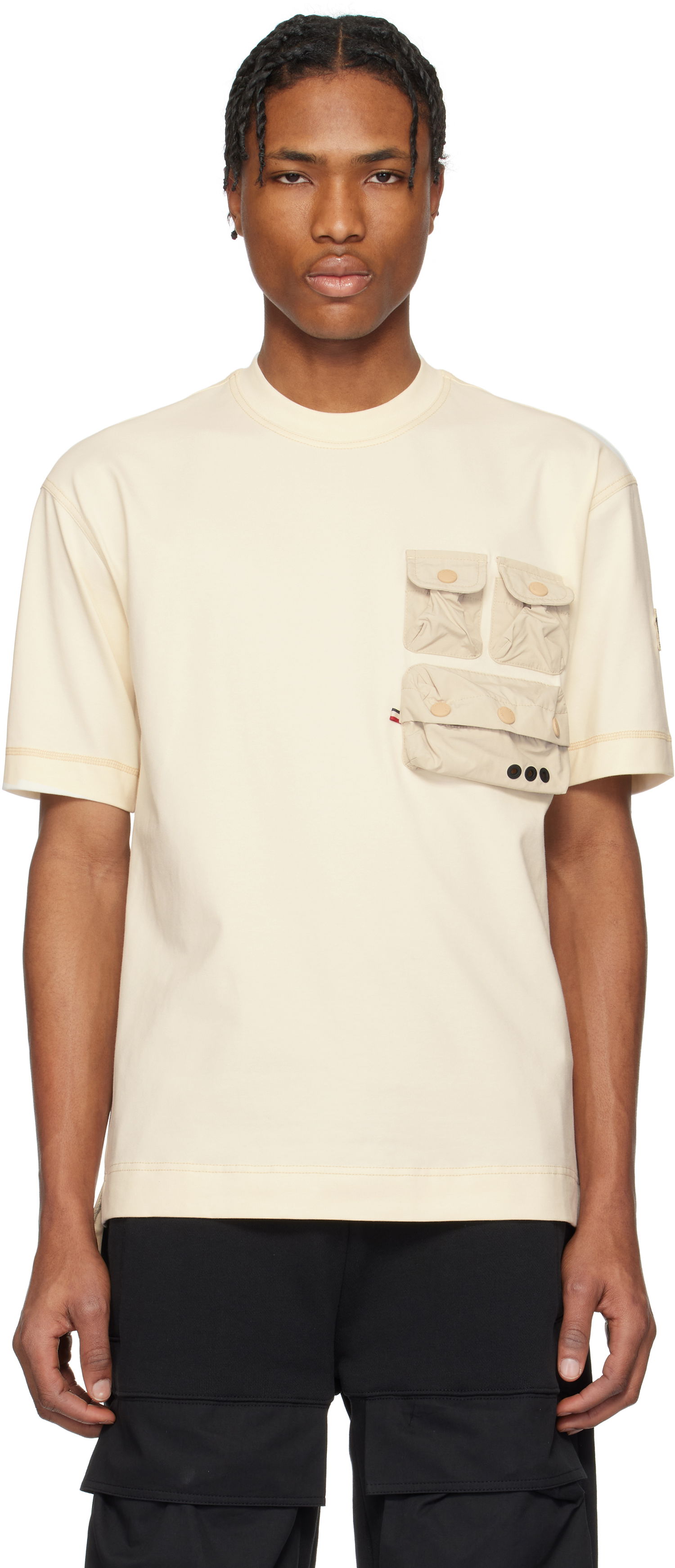 Тениска Moncler Moncler Grenoble Cotton T-Shirt with Pockets Бежово | K10978C0000389AW1, 0