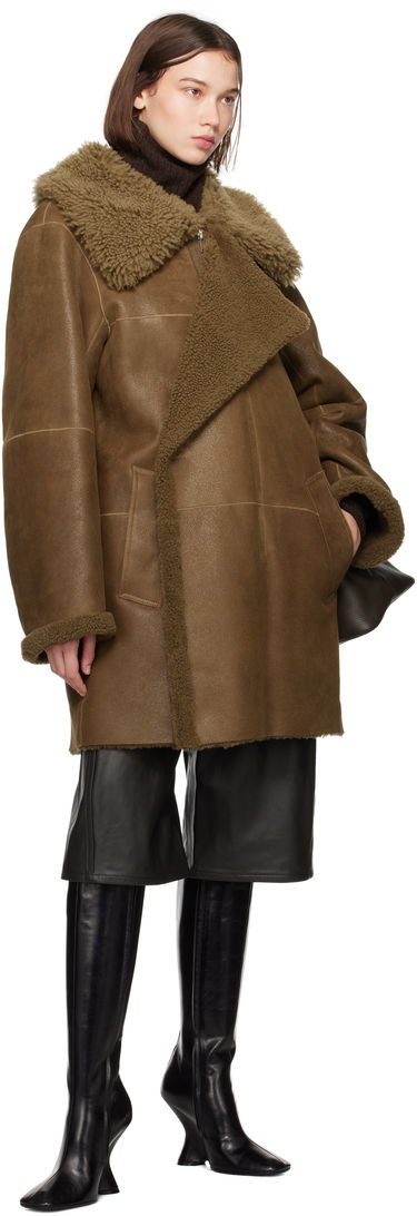 Палта LEMAIRE Lemaire Asymmetrical Shearling Coat Кафяво | CO1079 LL0037, 3
