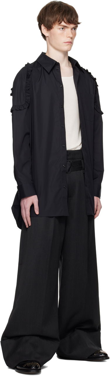 Риза Simone Rocha Simone Rocha Ruffle Shoulder Patch Tunic Shirt Черно | 5383 1025, 3