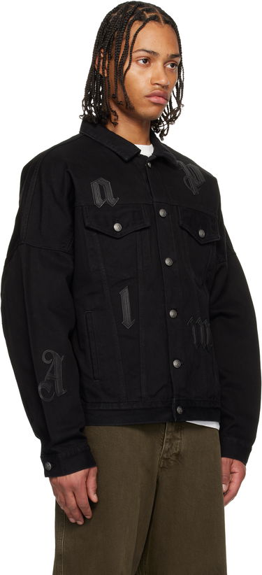 Яке Palm Angels Gothic Logo Denim Jacket Черно | PMYE006F25DEN0011010, 1