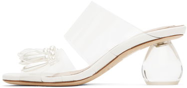 Аксесоари Simone Rocha Simone Rocha Beaded Perspex Heeled Sandals Бяло | LH12B 0743, 2