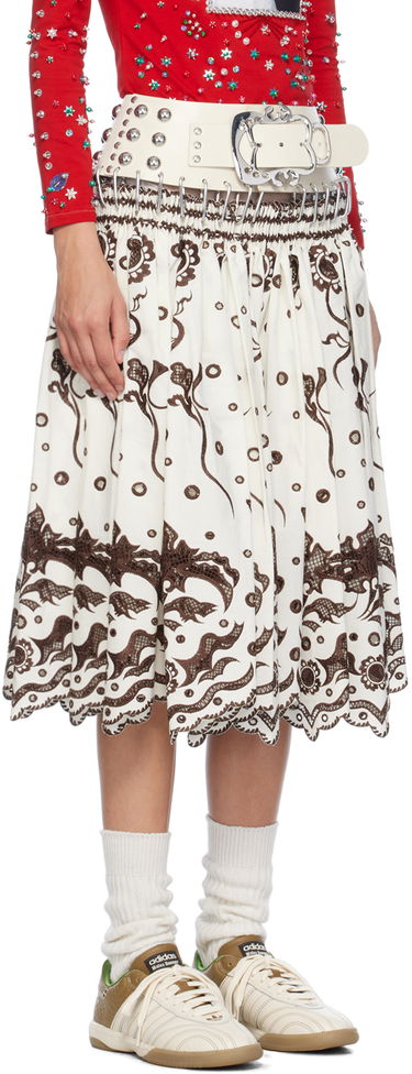 Пола Chopova Lowena Alma Knee Carabiner Midi Skirt Бяло | 3194, 1