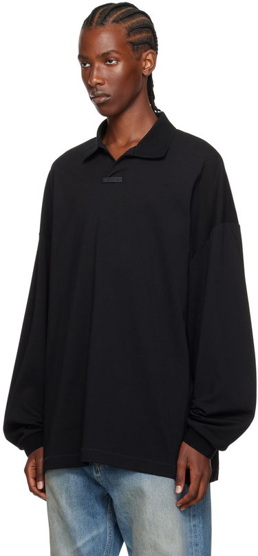 Поло тениска Fear of God Logo Patch Long Sleeve Polo Черно | 125BT244320F, 3