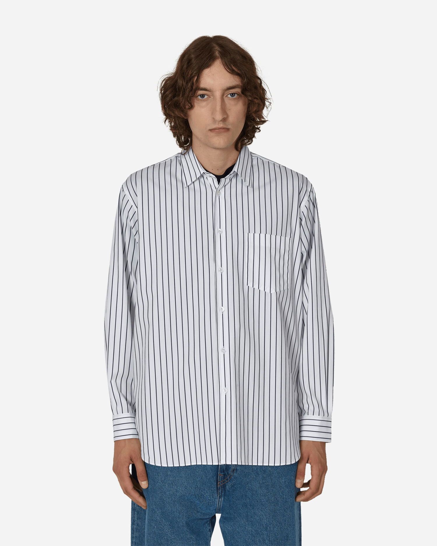 Риза Comme des Garçons Woven Stripe Shirt Бяло | FZ-B115-PER  119, 1